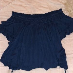 Free People Blue Off the Shoulder Top
